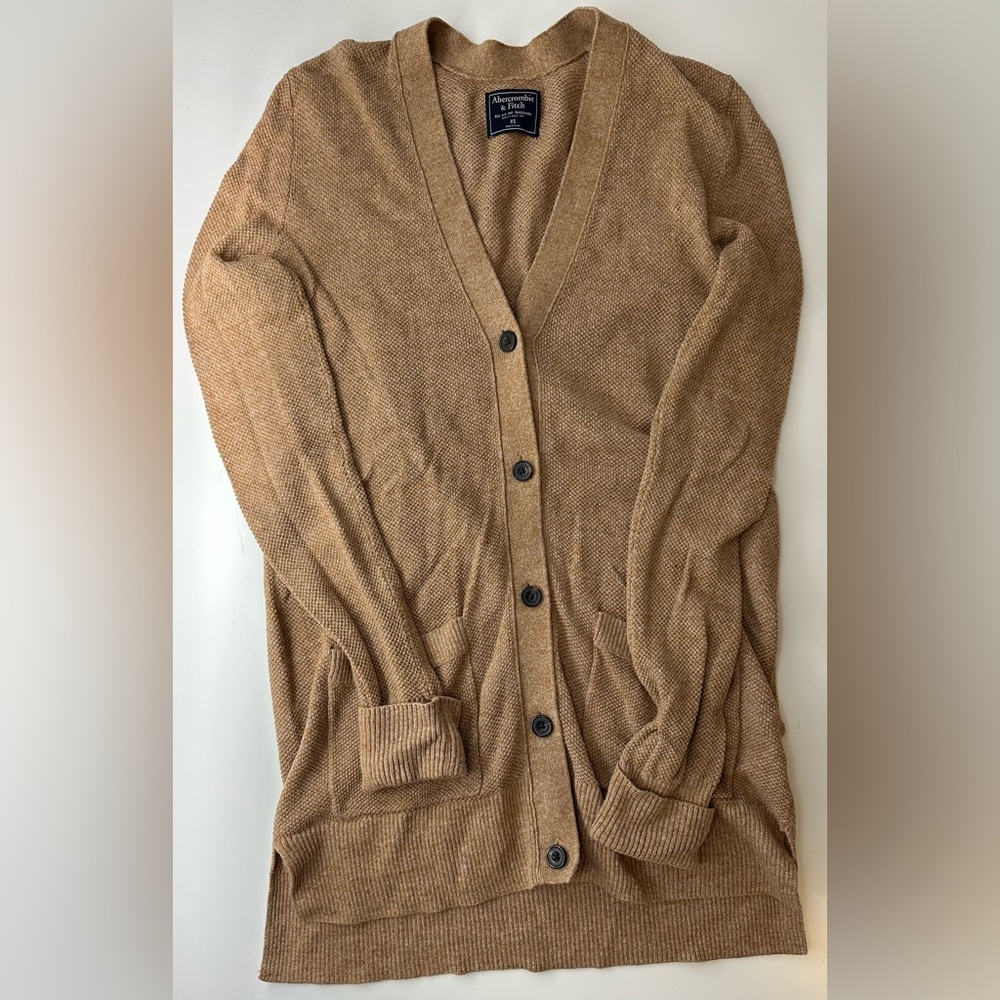Abercrombie & Fitch Brown Cardigan Sweater V-Neck Long Length